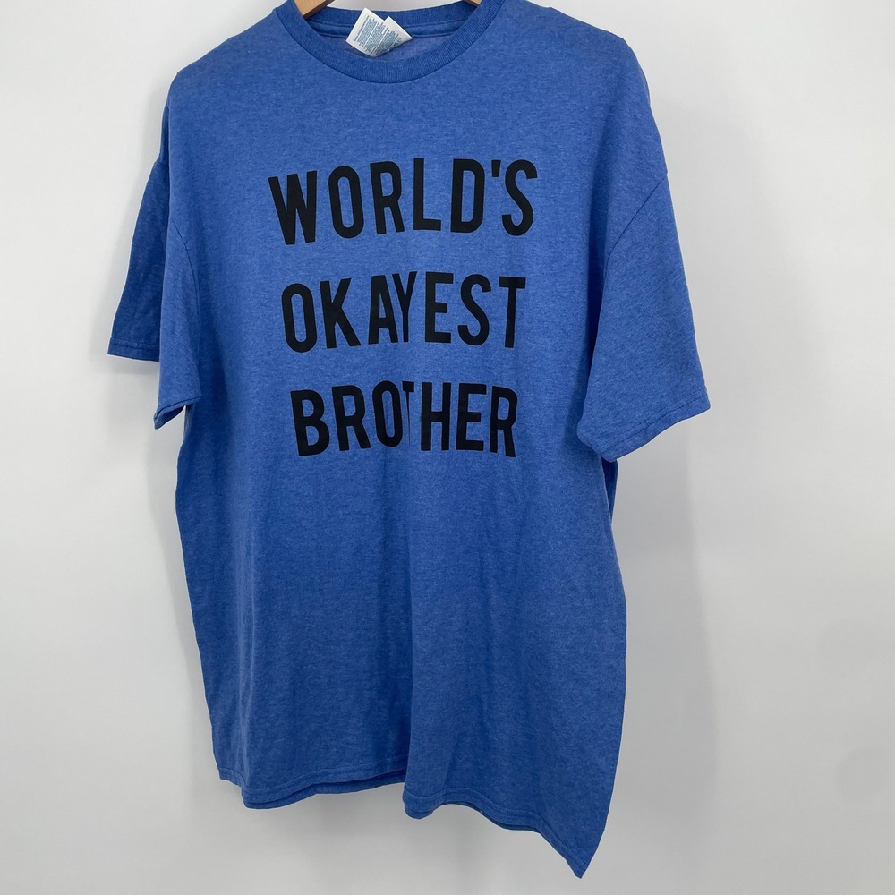Delta Pro‎ Weight Worlds Okayest Brother Graphic T-Shirt Blue Heather Mens Large